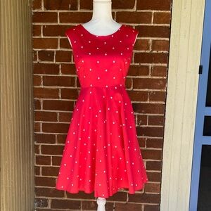 Joules Red Polka Dot Knee-Length Dress Size 6